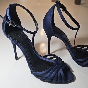 SCHUTZ Blue High-Heeled Sandals with T-Strap